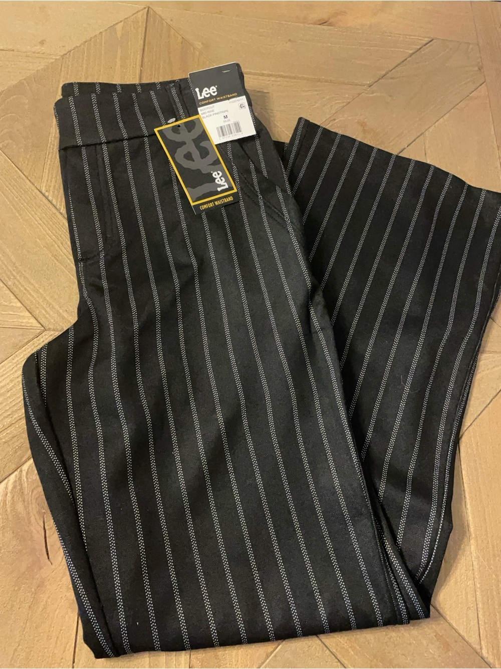 Ladies Lee Black Pinstripe Pants